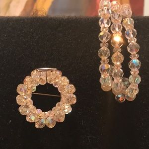 Vintage rhinestone crystal Broach and bracelet